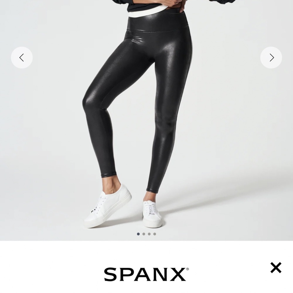 SPANX Shiny Black Faux Leather Leggings